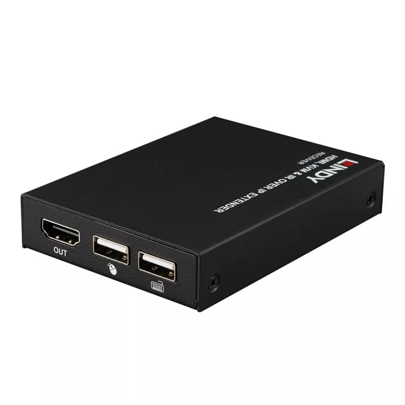 Lindy HDMI, KVM & IR over IP Extender, Receiver, Transmitter & Receiver, Kabelgebunden, 150 m, Cat5e, Cat6, Schwarz, Metall