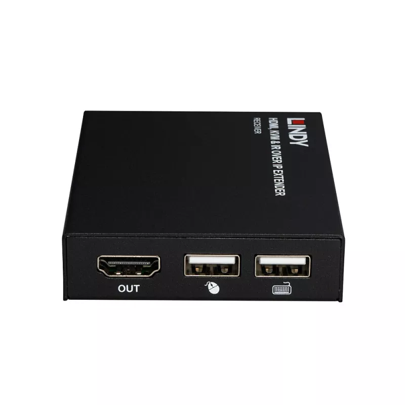 Lindy HDMI, KVM & IR over IP Extender, Receiver, Transmitter & Receiver, Kabelgebunden, 150 m, Cat5e, Cat6, Schwarz, Metall