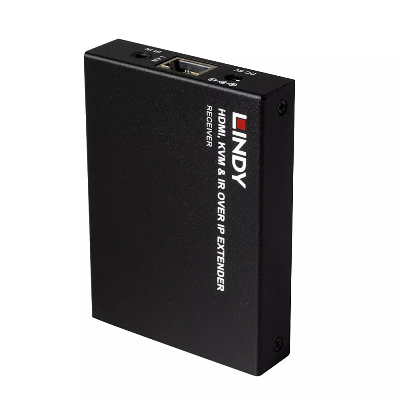 Lindy HDMI, KVM & IR over IP Extender, Receiver, Transmitter & Receiver, Kabelgebunden, 150 m, Cat5e, Cat6, Schwarz, Metall