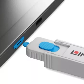 Lindy HDMI Port Blocker Kit, Blau (1x Schlüssel, 4x Sperren), Portblocker + Schlüssel, HDMI, Blau, Grau, Acrylnitril-Butadien-Styrol (ABS), 1 Stk., Polybeutel