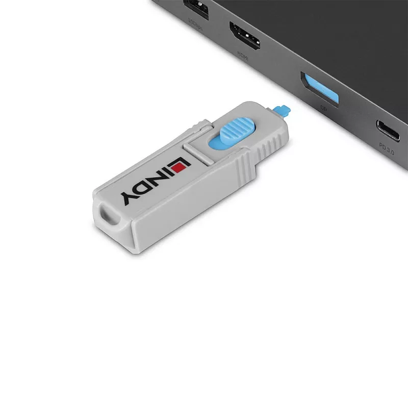 Lindy 40324 Port-Blocker Port-Blocker + Schlüssel DisplayPort Blau Acrylnitril-Butadien-Styrol (ABS) 5 Stück