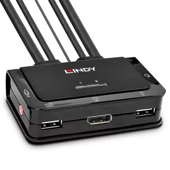 Lindy 2-Port DisplayPort 1.2, USB 2.0 und Audio Kabel-KVM-Switch