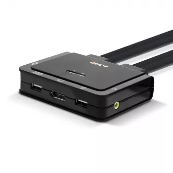 Lindy 2-Port DisplayPort 1.2, USB 2.0 und Audio Kabel-KVM-Switch