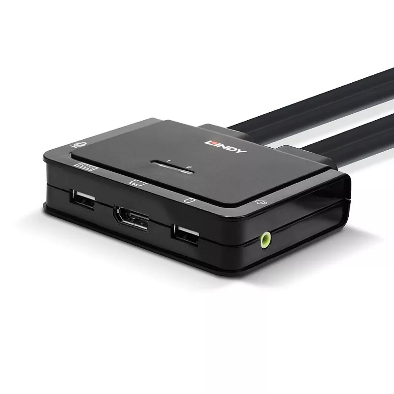 Lindy 2-Port DisplayPort 1.2, USB 2.0 und Audio Kabel-KVM-Switch