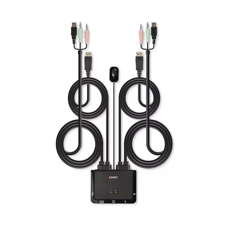 Lindy 2-Port DisplayPort 1.2, USB 2.0 und Audio Kabel-KVM-Switch