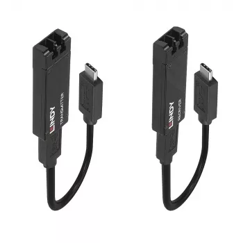 Lindy 100m Fibre Optic USB 3.2 Type C Extender, Netzwerk-Sender & -Empfänger, 100 m, 10000 Mbit/s, Fiber, USB 3.2 Gen 1 (3.1 Gen 1) Type-C, Schwarz