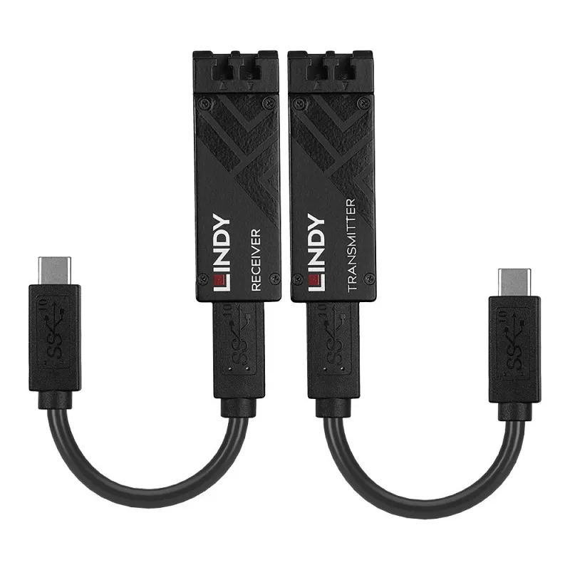 Lindy 100m Fibre Optic USB 3.2 Type C Extender, Netzwerk-Sender & -Empfänger, 100 m, 10000 Mbit/s, Fiber, USB 3.2 Gen 1 (3.1 Gen 1) Type-C, Schwarz