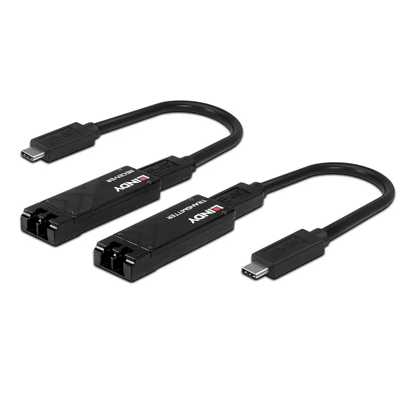 Lindy 100m Fibre Optic USB 3.2 Type C Extender, Netzwerk-Sender & -Empfänger, 100 m, 10000 Mbit/s, Fiber, USB 3.2 Gen 1 (3.1 Gen 1) Type-C, Schwarz