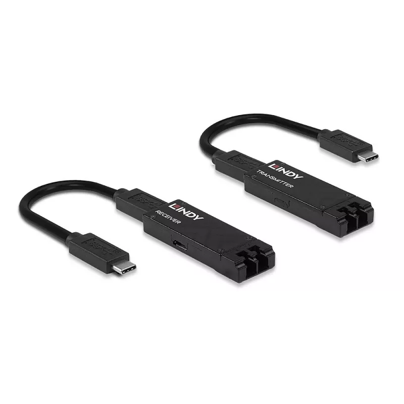 Lindy 100m Fibre Optic USB 3.2 Type C Extender, Netzwerk-Sender & -Empfänger, 100 m, 10000 Mbit/s, Fiber, USB 3.2 Gen 1 (3.1 Gen 1) Type-C, Schwarz