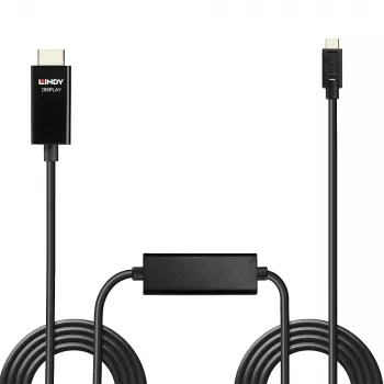 Lindy 10m USB Type C to HDMI 4K60 Adapter Kabel with HDR, 10 m, USB Type-C, HDMI Type A (Standard), Male, Male, gerade