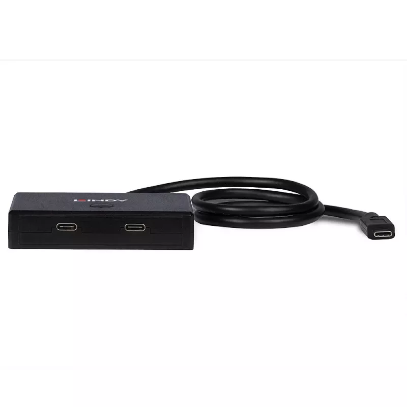 Lindy 2-Port USB 3.2 Gen 2 Typ-C bidirektionaler Switch, USB 3.2 Gen 1 (3.1 Gen 1) Typ-C, USB 3.2 Gen 1 (3.1 Gen 1) Typ-C, 5000 Mbit/s, Schwarz, 0,6 m, 85 mm