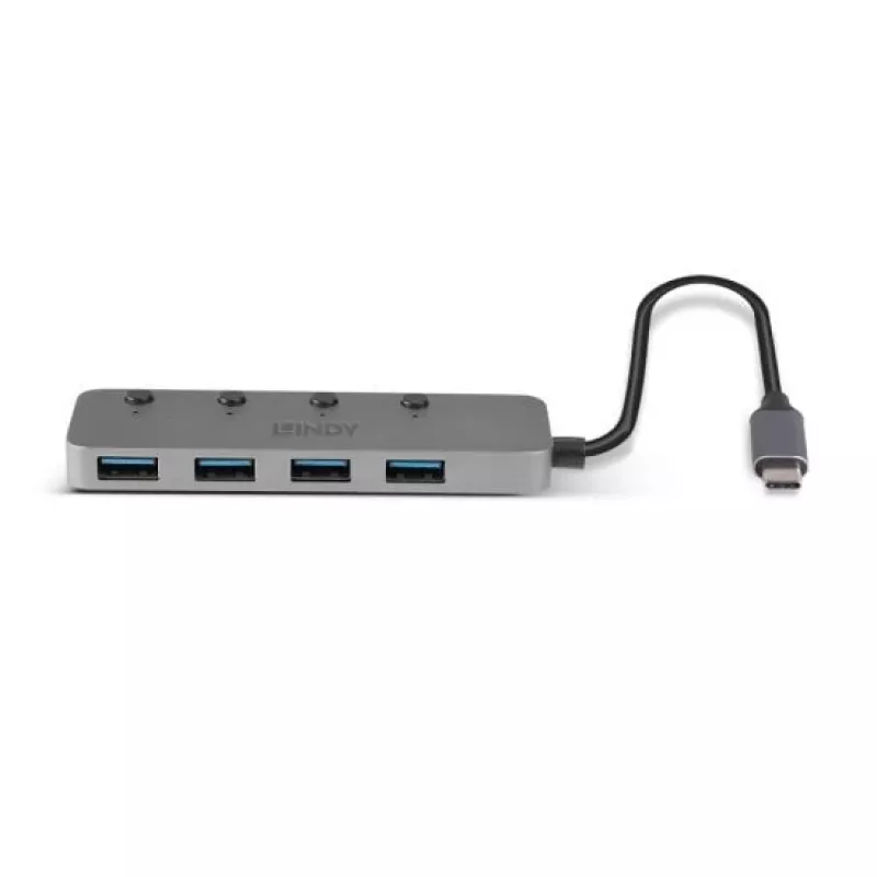 Lindy 4 Port USB 3.2 Typ C Hub mit Ein-/Ausschaltern