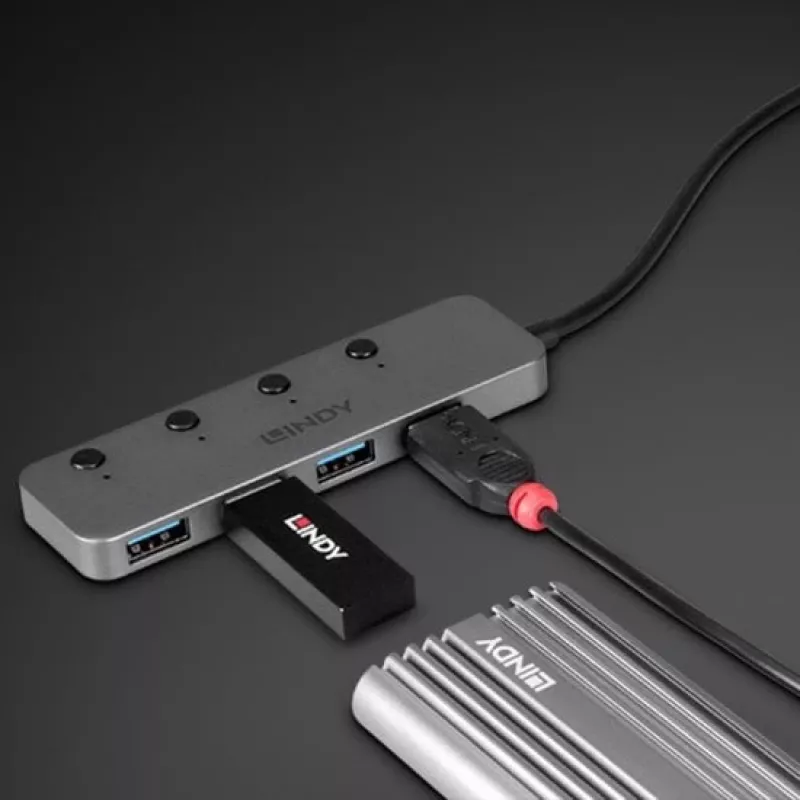 Lindy 4 Port USB 3.2 Typ C Hub mit Ein-/Ausschaltern