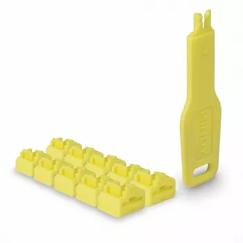 Lindy RJ45 Port Locks Gelb, 10x + 1 Schlüssel, Portblocker + Schlüssel, RJ-45, Gelb, Acrylnitril-Butadien-Styrol (ABS), 10 Stk., Polybeutel