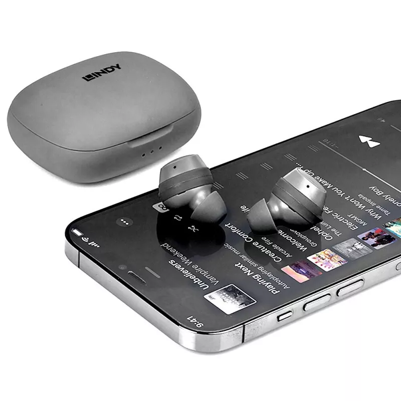 Lindy LE400W Headset Kabellos In-Ear Musik/Alltag USB Typ-C Bluetooth Grau