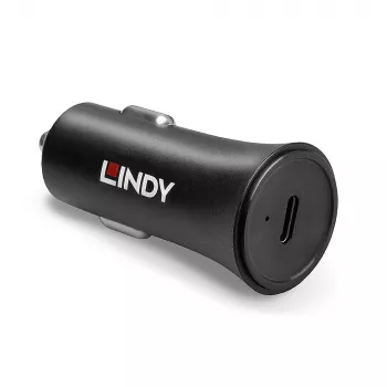 Lindy Single Port USB Type C PD Auto-Ladegerät, 27 W, Auto, Zigarettenanzünder, 12 V, 3 A, Schwarz