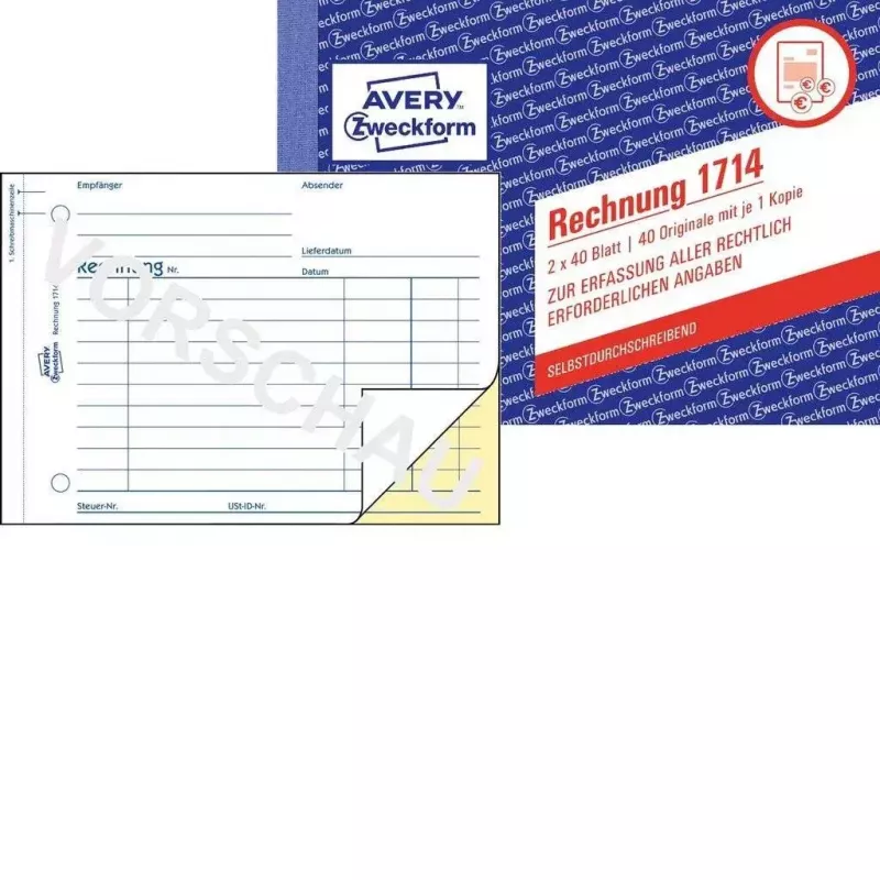 Buchhaltungsformular/-buch AVERY 1714 A6 40 Seiten