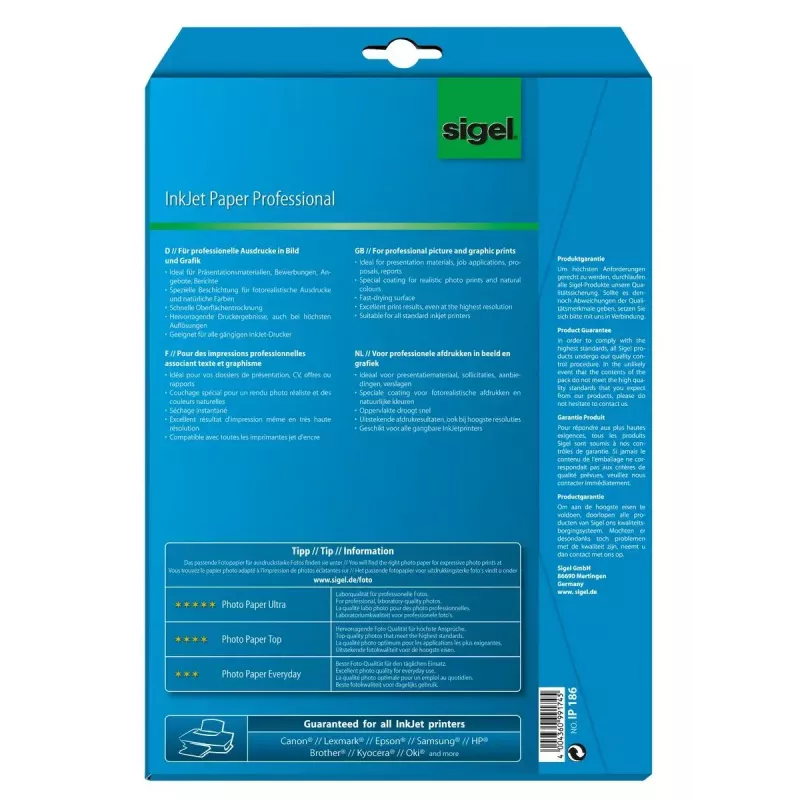 Druckerpapier A4 Sigel IP186 Matt 25 Blatt Weiß
