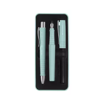 Kugelschreiber und Füllfederhalter Faber-Castell Poly Ball Set Schwarz Hellblau 3 Stück