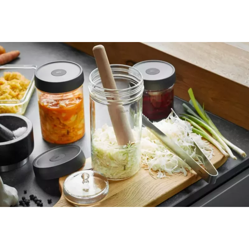 Gärglas 1 L GEFU NATIVO G-15810, Glasgefäß mit Gärverschlussdeckel zum Einlegen und für die Milchsäuregärung