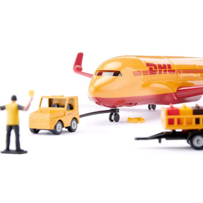 Siku DHL Frachtflugzeug mit Zubehör vormontiert