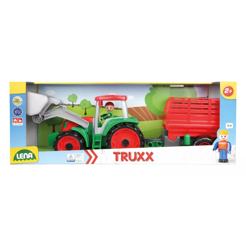 Spielzeugtraktor mit Heuanhänger Lena Truxx 04428 geöffnete Verpackung – Kunststoff-Spielset