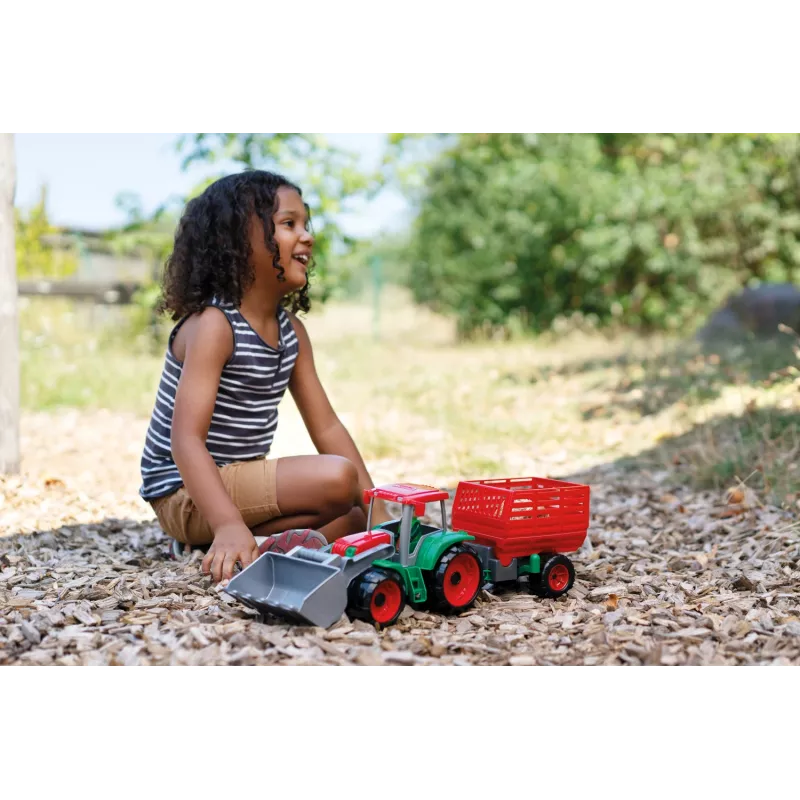 Spielzeugtraktor mit Heuanhänger Lena Truxx 04428 geöffnete Verpackung – Kunststoff-Spielset