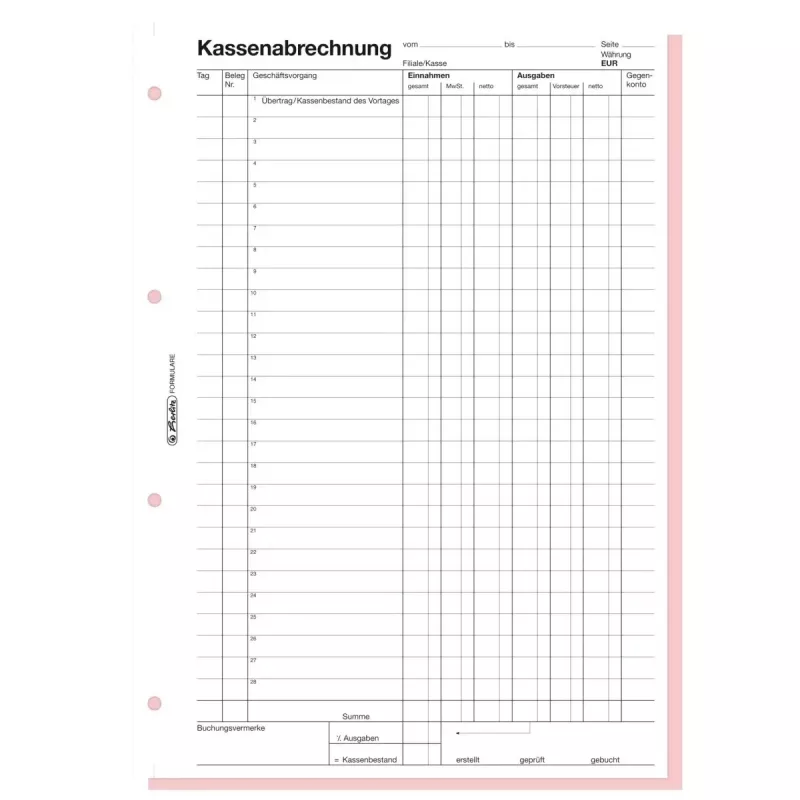 Buchhaltungsformularbuch Herlitz 882415 A4 100 Seiten
