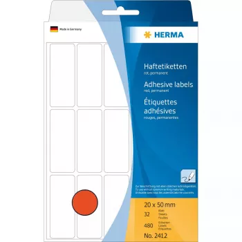 Mehrzweck-Etiketten HERMA 2412 20x50 mm rot Papier matt Handbeschriftung
