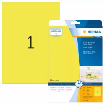 Etiketten HERMA Neon A4 210x297 mm leuchtgelb Papier matt 20 Stück