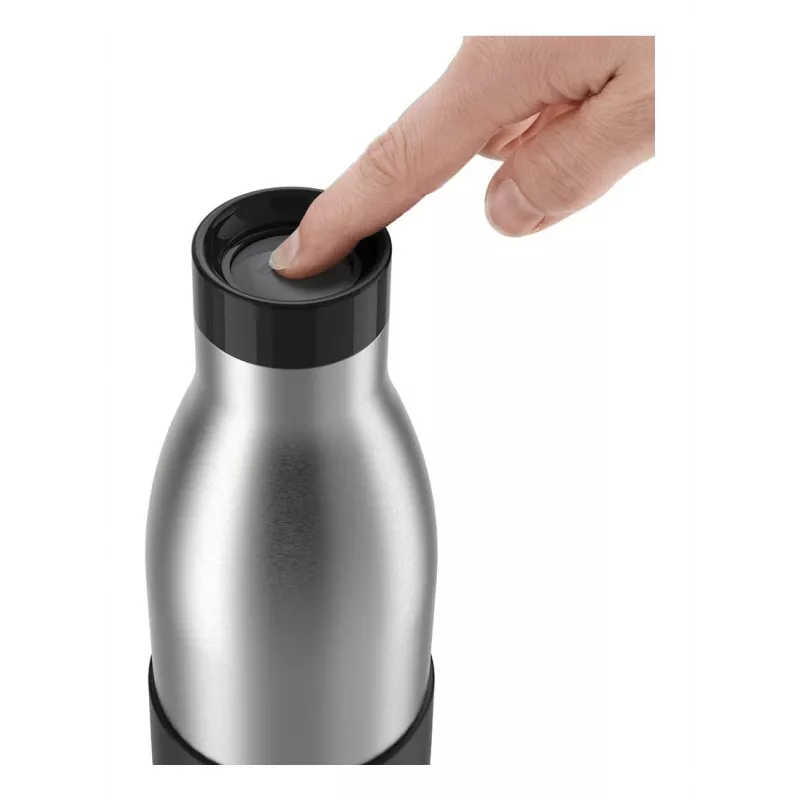 EMSA Bludrop Sleeve N3110500 Trinkflasche Fitness, Sport 500 ml Edelstahl Schwarz, Edelstahl