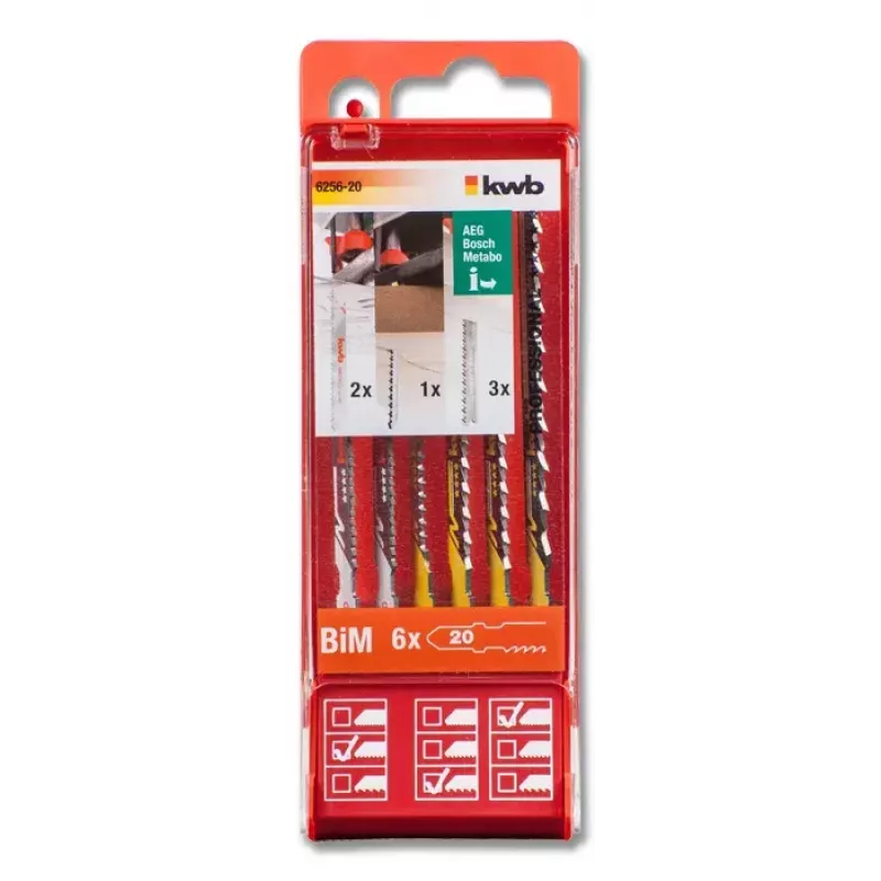 Stichsägeblatt KWB 625620 Kohlenstoffstahl Schnellarbeitsstahl 6 Stück
