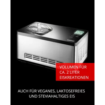 Unold 48845 Eismaschine Kompressor-Eismaschine 2 L 180 W Schwarz, Edelstahl