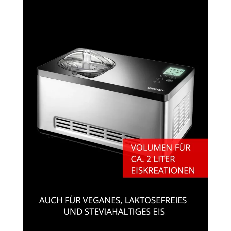 Unold 48845 Eismaschine Kompressor-Eismaschine 2 L 180 W Schwarz, Edelstahl
