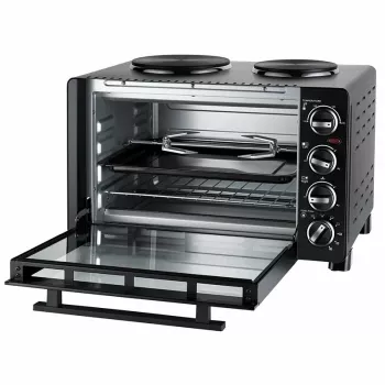Unold Small kitchen all in one, Freistehender Herd, Schwarz, Drehregler, Schwarz, Metall, Glas