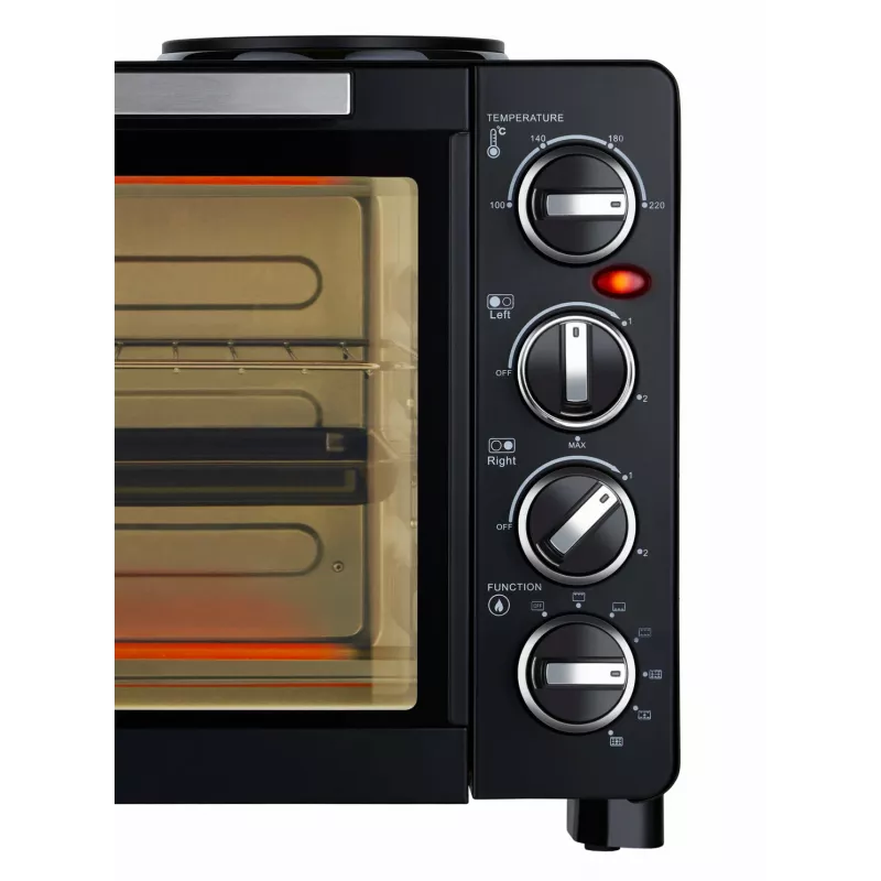 Unold Small kitchen all in one, Freistehender Herd, Schwarz, Drehregler, Schwarz, Metall, Glas