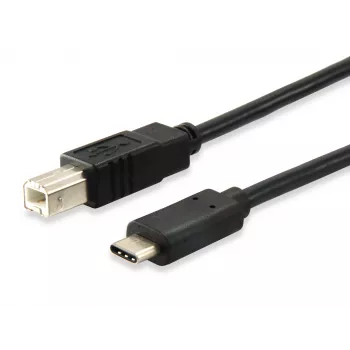 Equip USB 2.0 Typ-C-auf-Typ-B-Kabel, 1 m, USB B, USB C, USB 2.0, Stecker/Stecker, Schwarz