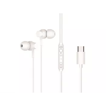 Kabelgebundenes In-Ear-Headset CONCEPTRONIC BRENDAN03W – USB-C, 20–20000 Hz, 1,2 m Kabel, Weiß