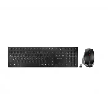 CHERRY DW 9500 schlank Tastatur Maus enthalten Universal RF Wireless + Bluetooth AZERTY Französisch Schwarz, Grau