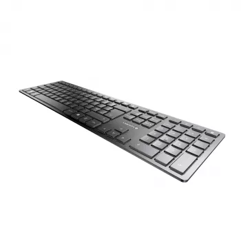 Cherry KW 9100 schlank Tastatur, kabellos, RF + Bluetooth, QWERTY, UK-Englisch, Schwarz, 108 Tasten, 1,2 m Kabel