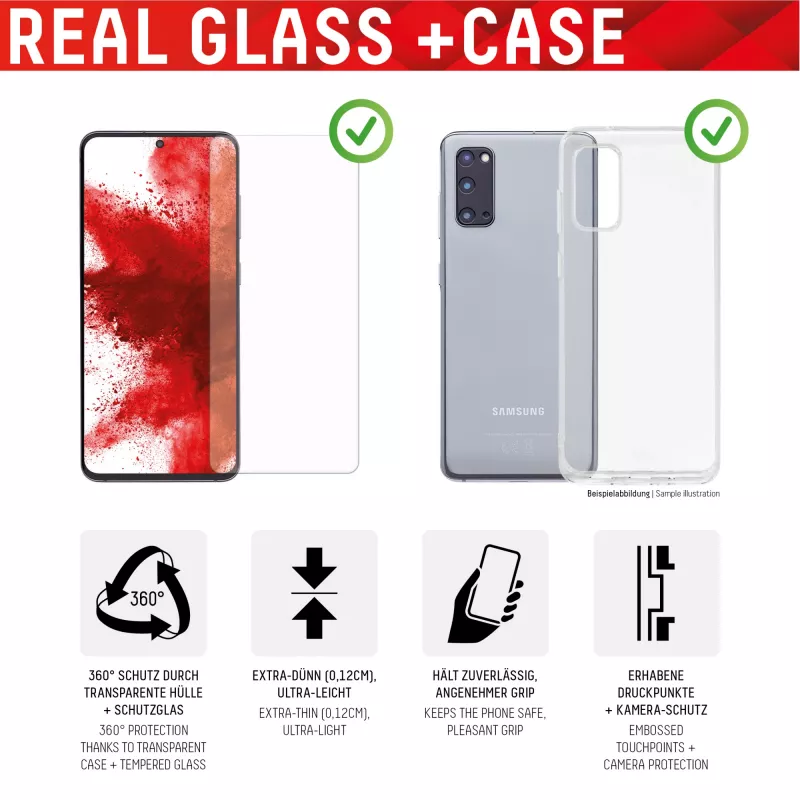 Displex Displayschutzfolie + Hülle für Samsung Galaxy A53 5G, gehärtetes Glas