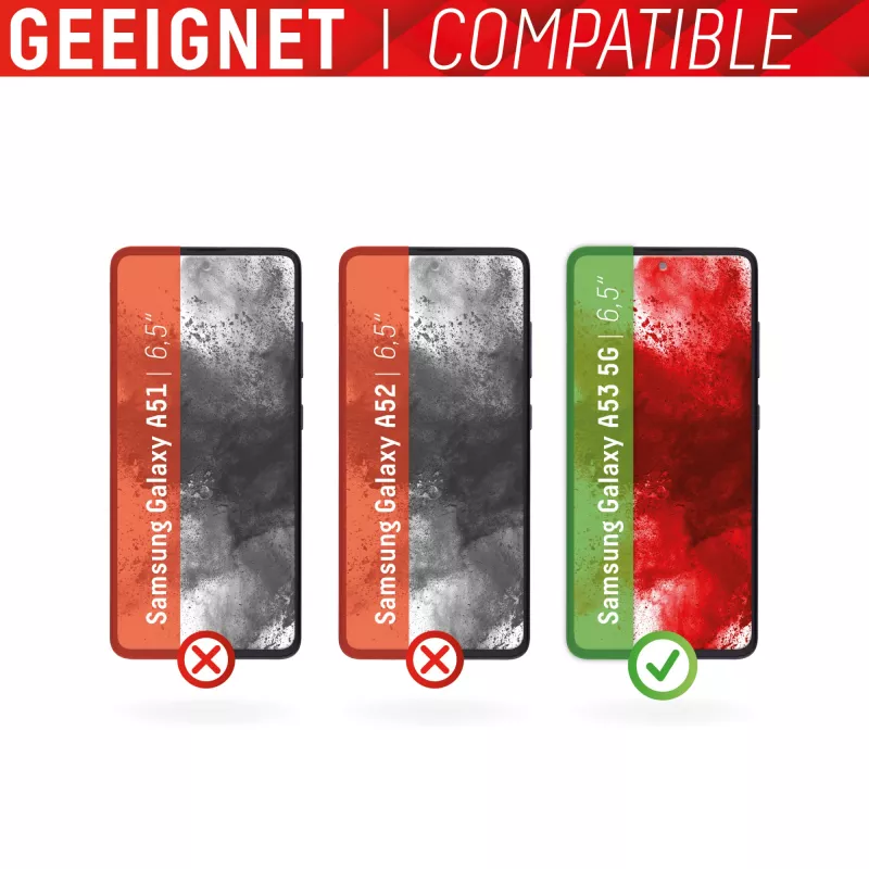 Displex Displayschutzfolie + Hülle für Samsung Galaxy A53 5G, gehärtetes Glas