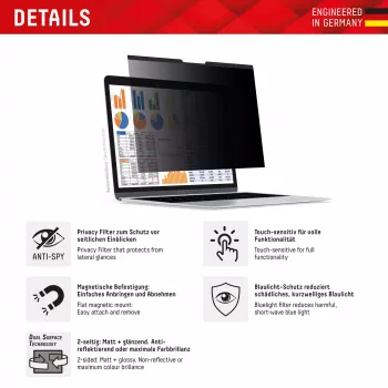 Displex PRIVACY SAFE magnetischer 2-Wege-Sichtschutzfilter für Laptop/Notebook 14'' (16:10)