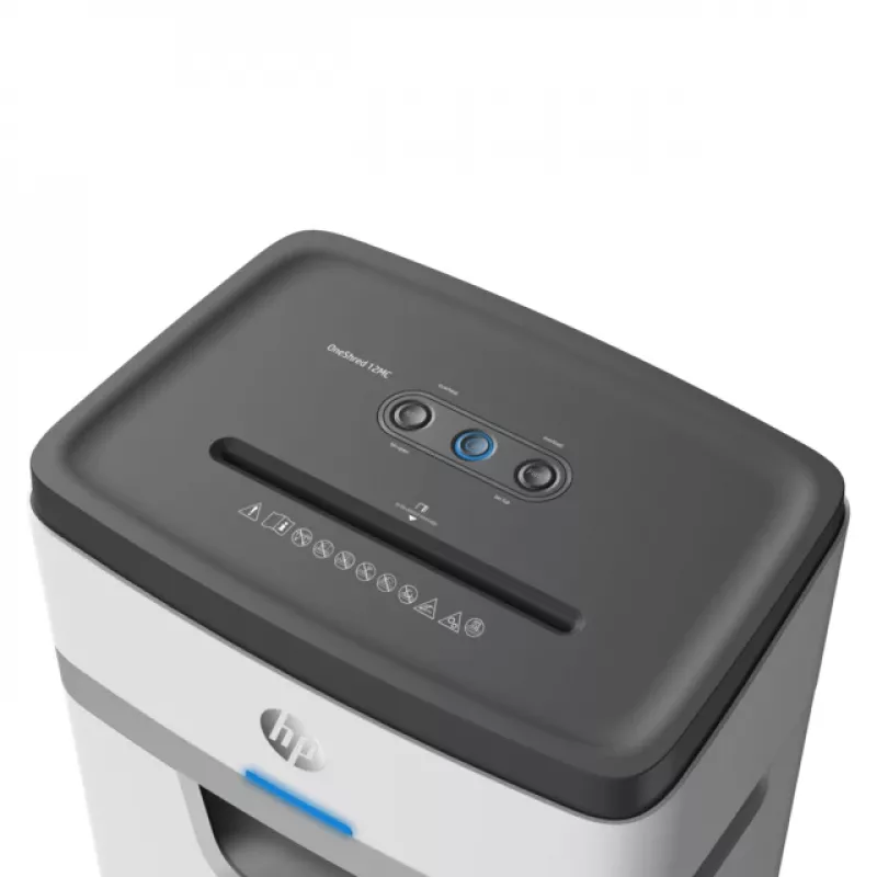 Aktenvernichter HP OneShred 12MC Mikroschnitt 2x15 mm 12 Blatt 25 L 65 dB 220 mm Weiß