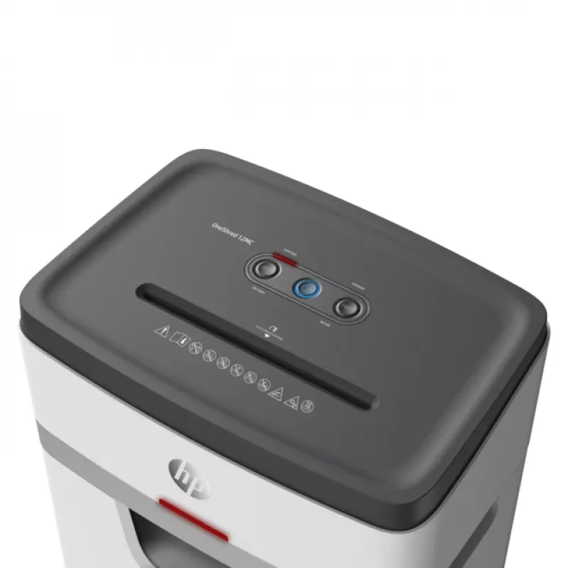 Aktenvernichter HP OneShred 12MC Mikroschnitt 2x15 mm 12 Blatt 25 L 65 dB 220 mm Weiß