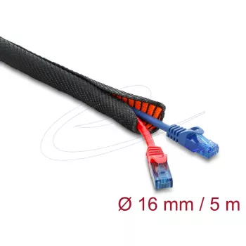 Kabelschutzschlauch selbstschließend doppellagig DELOCK 5 m × 16 mm, schwarz