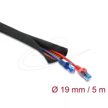 DELOCK Kabelschutzschlauch selbstschließend doppellagig 5 m x 19 mm schwarz