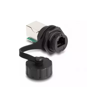DeLOCK Kabelverbinder RJ12-Buchse auf RJ12-Buchse IP68 wasserdicht schwarz