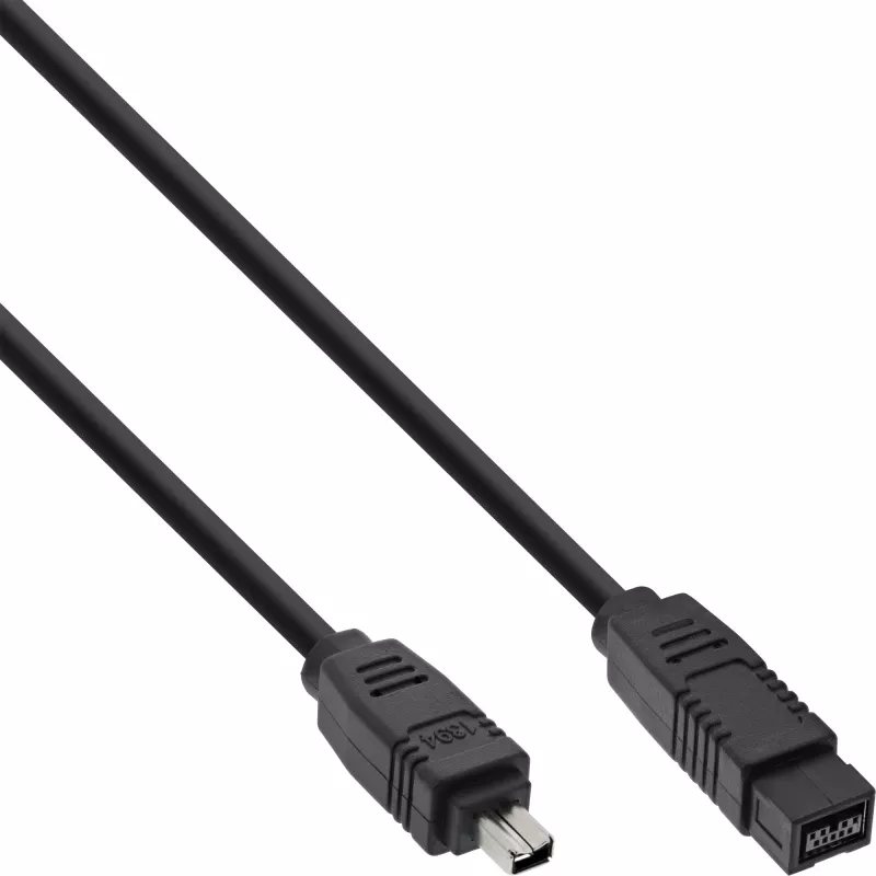InLine FireWire 400 auf 800 1394b Kabel (4/9-Pin Stecker, 1,8 m), Schwarz