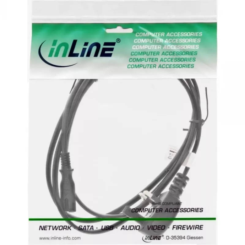InLine Netzkabel Stecker England / Euro 8 Buchse, 1,8 m, BS 1363, C7-Kupplung, 250 V, 2,5 A
